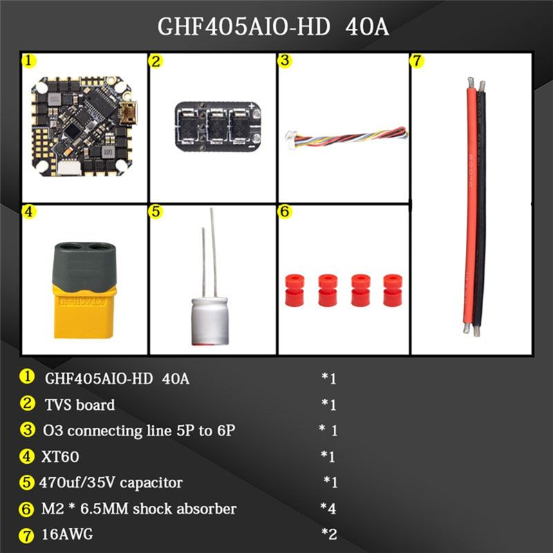 F405 Flight Controller - Controlador de Vuelo AIO ABTI-GHF405AIO-HD 40A
