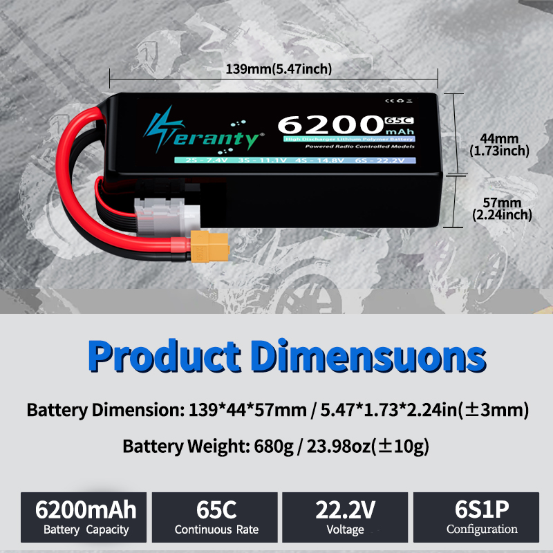 Batería Lipo TERANTY 6S de 620 - Lipo Battery 6S reseña y precio