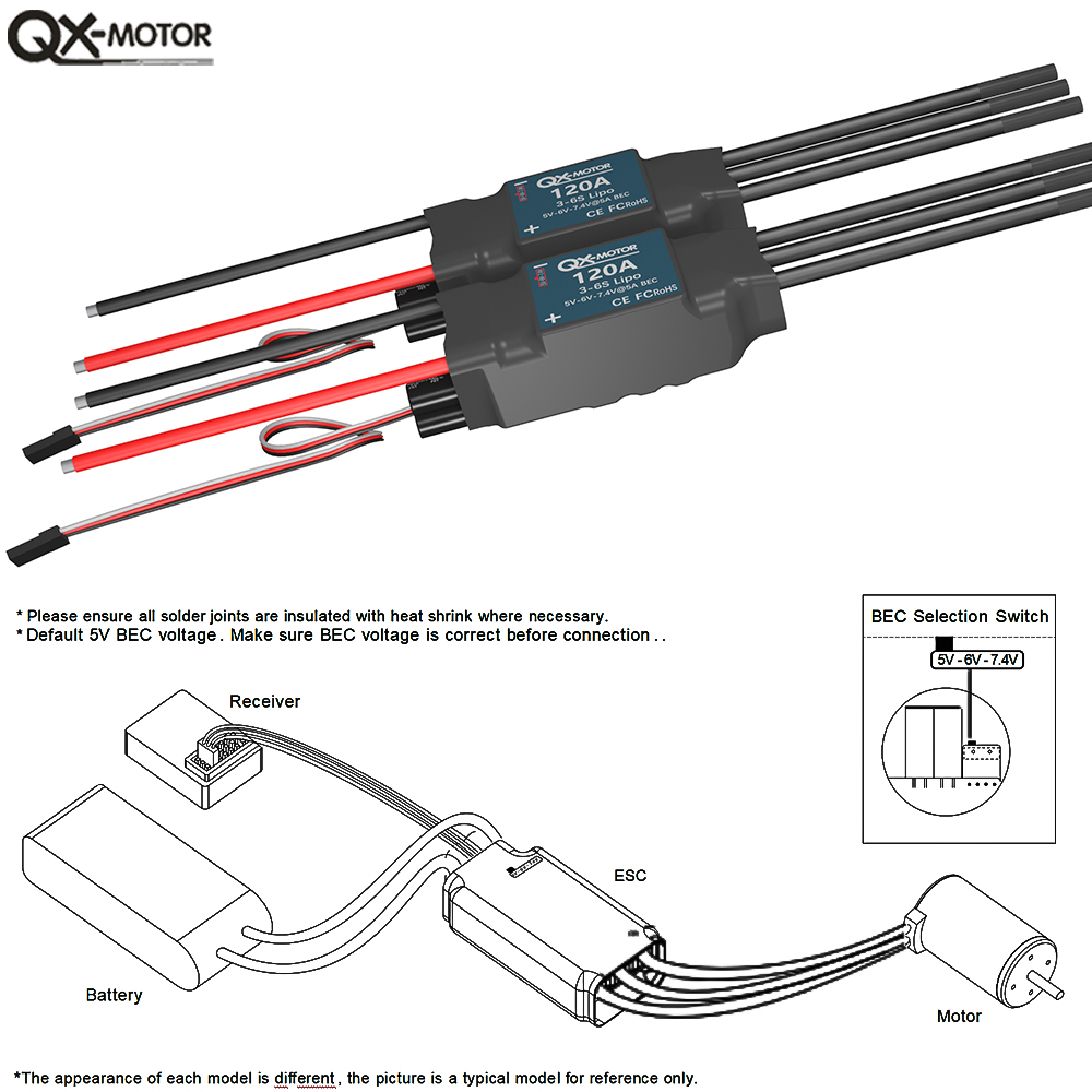 QX-MOTOR 120A ESC 3-6S lipo 5A - Lipo Battery 6S reseña y precio
