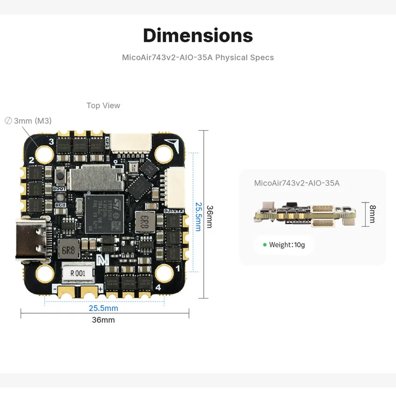 MicoAir743v2-AIO-35A H743 FC y - Betaflight Fc reseña y precio
